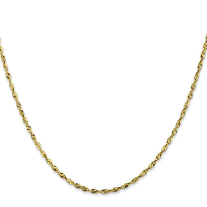 2 Inch 10K Yellow Gold 1.8mm Extra-Light Diamond Cut Rope Chain Necklace