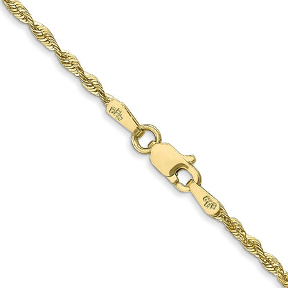 2 Inch 10K Yellow Gold 1.8mm Extra-Light Diamond Cut Rope Chain Necklace