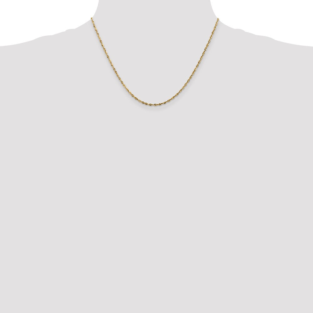 10K Yellow Gold 1.8mm Extra-Light D/C Rope Chain Necklace