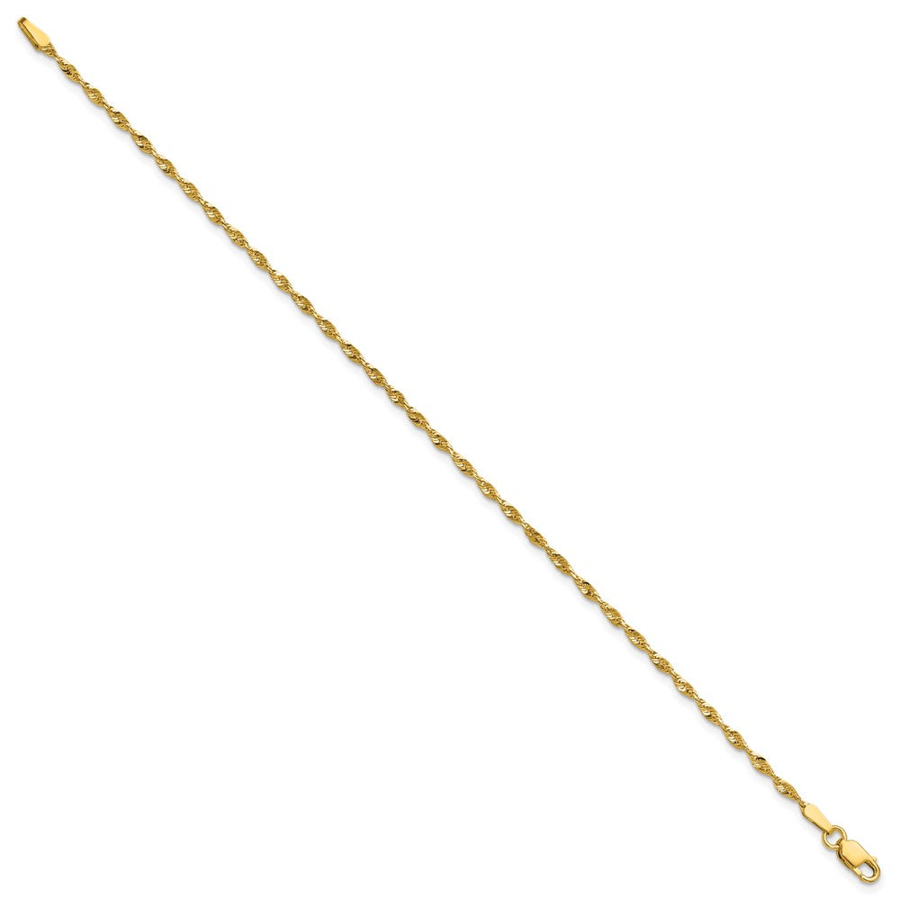 8 Inch 10k Yellow Gold 1.8mm Extra-Light D/C Rope Chain Bracelet