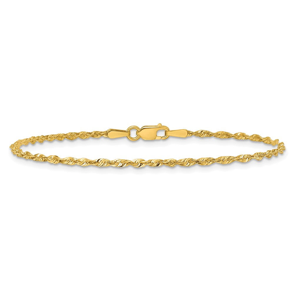10K Yellow Gold 1.8mm Extra-Light D/C Rope Chain Anklet