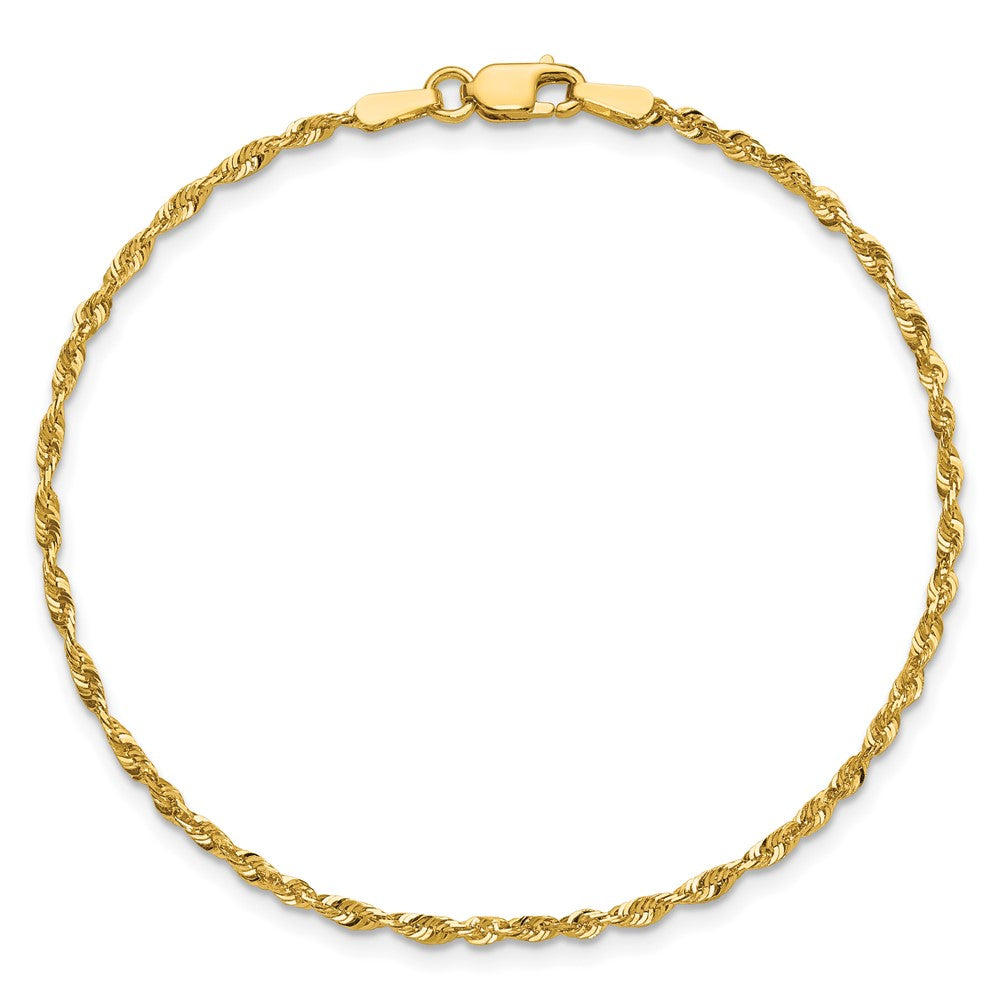 8 Inch 10k Yellow Gold 1.8mm Extra-Light D/C Rope Chain Bracelet