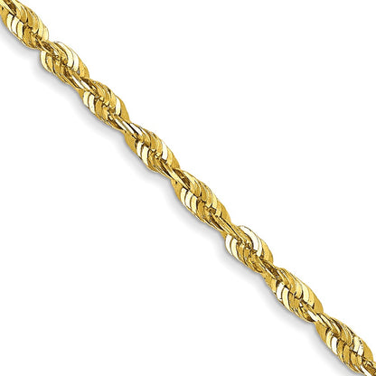 10K Yellow Gold 1.8mm Extra-Light D/C Rope Chain Necklace