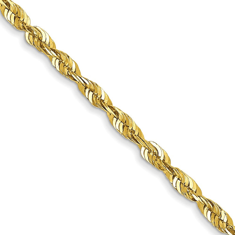 10K Yellow Gold 1.8mm Extra-Light D/C Rope Chain Necklace