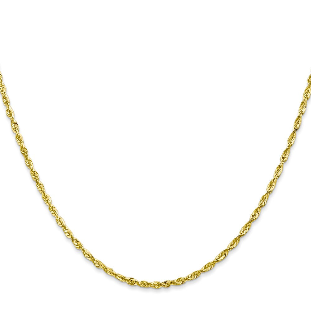 3 Inch 10K Yellow Gold 2.0mm Extra-Light D/C Rope Chain Necklace