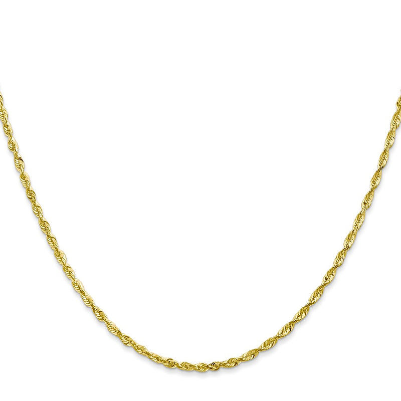 10K Yellow Gold 2.0mm Extra-Light D/C Rope Chain Necklace