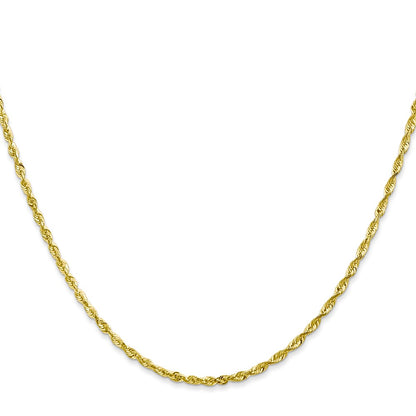 24 Inch 10K Yellow Gold 2.0mm Extra-Light D/C Rope Chain Necklace