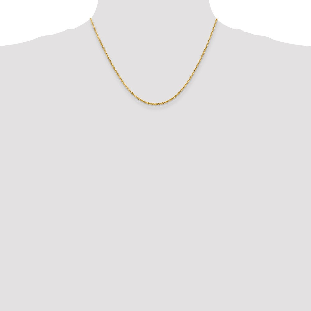 10K Yellow Gold 2.0mm Extra-Light D/C Rope Chain Necklace