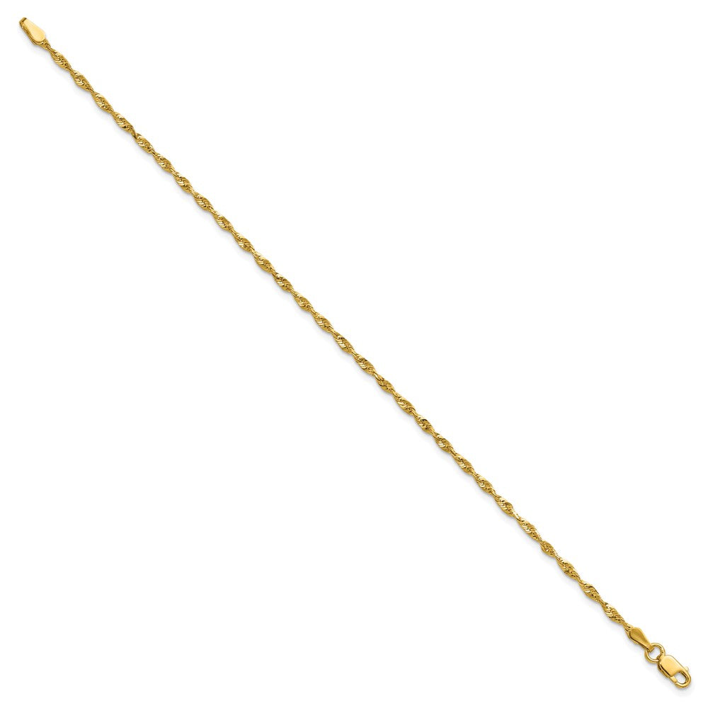 10k Yellow Gold 2.0mm Extra-Light D/C Rope Chain Bracelet