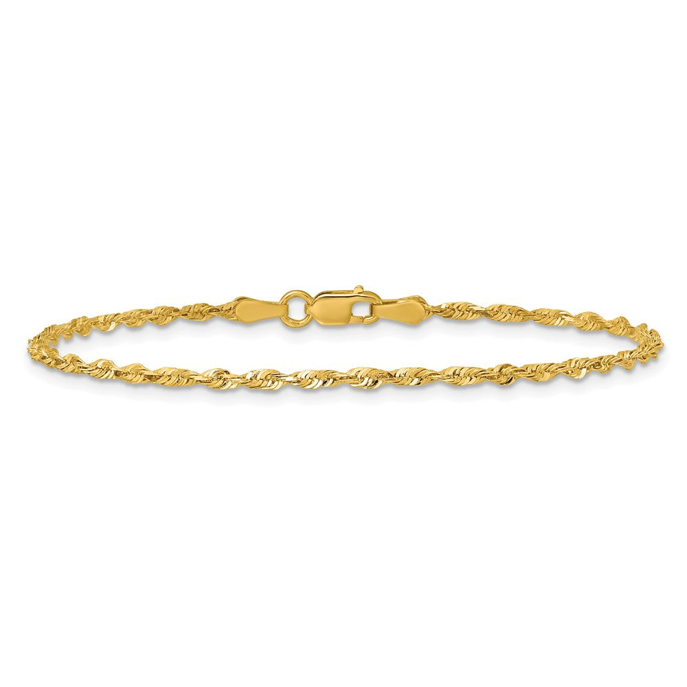 10k Yellow Gold 2.0mm Extra-Light D/C Rope Chain Bracelet
