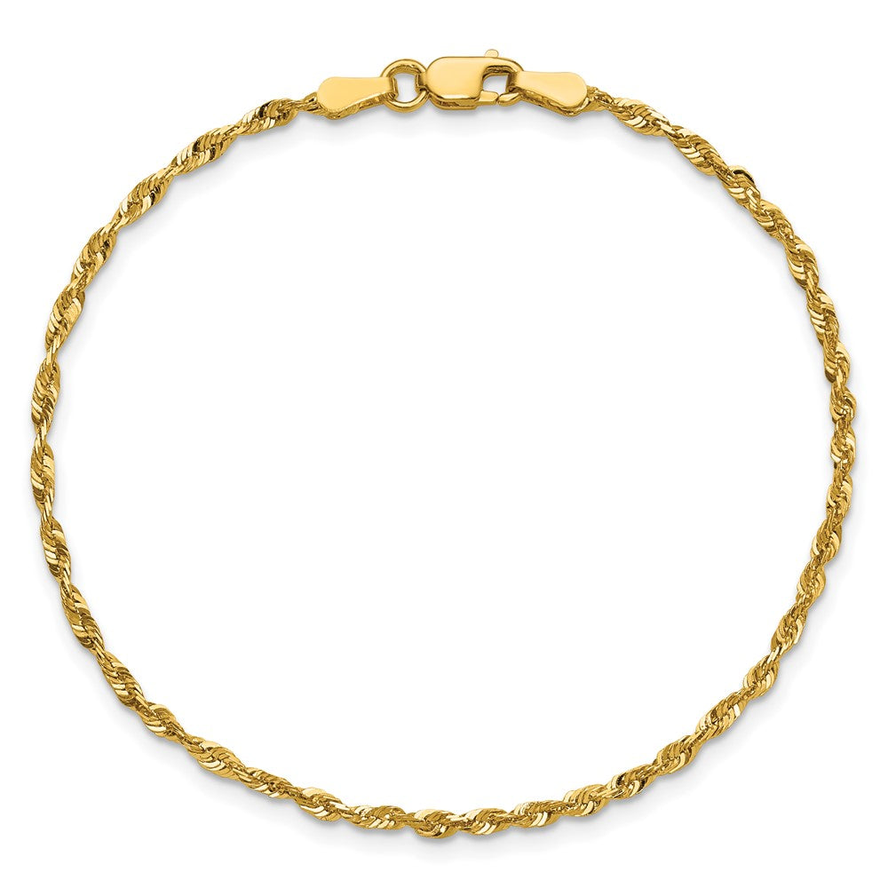 10k Yellow Gold 2.0mm Extra-Light D/C Rope Chain Bracelet