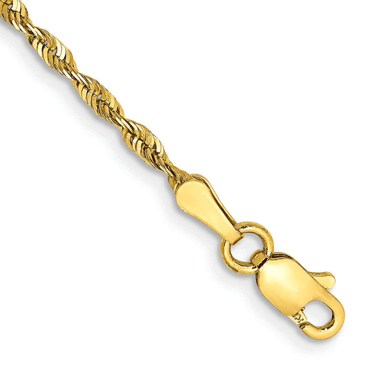 10k Yellow Gold 2.0mm Extra-Light D/C Rope Chain