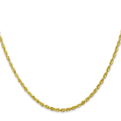 10K Yellow Gold 2.25mm Extra-Light D/C Rope Chain Necklace