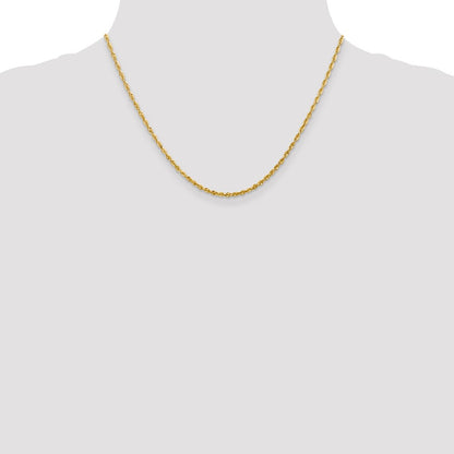 10K Yellow Gold 2.25mm Extra-Light D/C Rope Chain Necklace