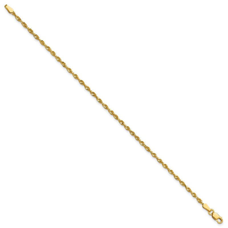 10K Yellow Gold 2.25mm Extra-Light D/C Rope Chain Anklet