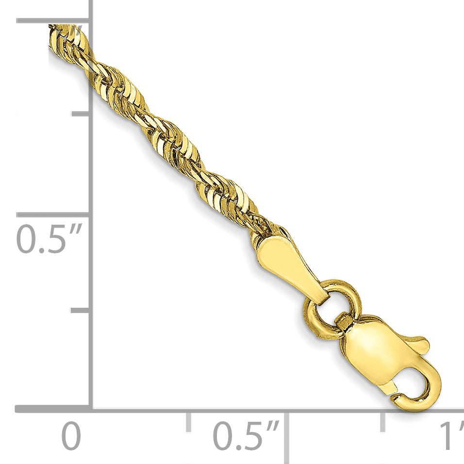 10k Yellow Gold 2.25mm Extra-Light D/C Rope Chain