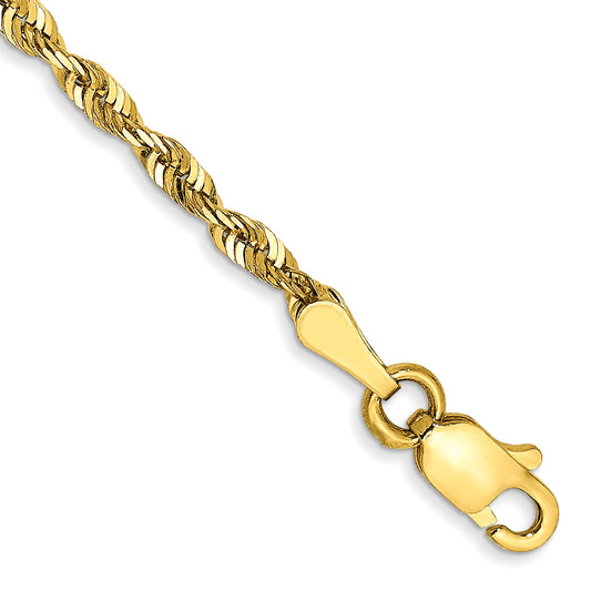 10k Yellow Gold 2.25mm Extra-Light D/C Rope Chain