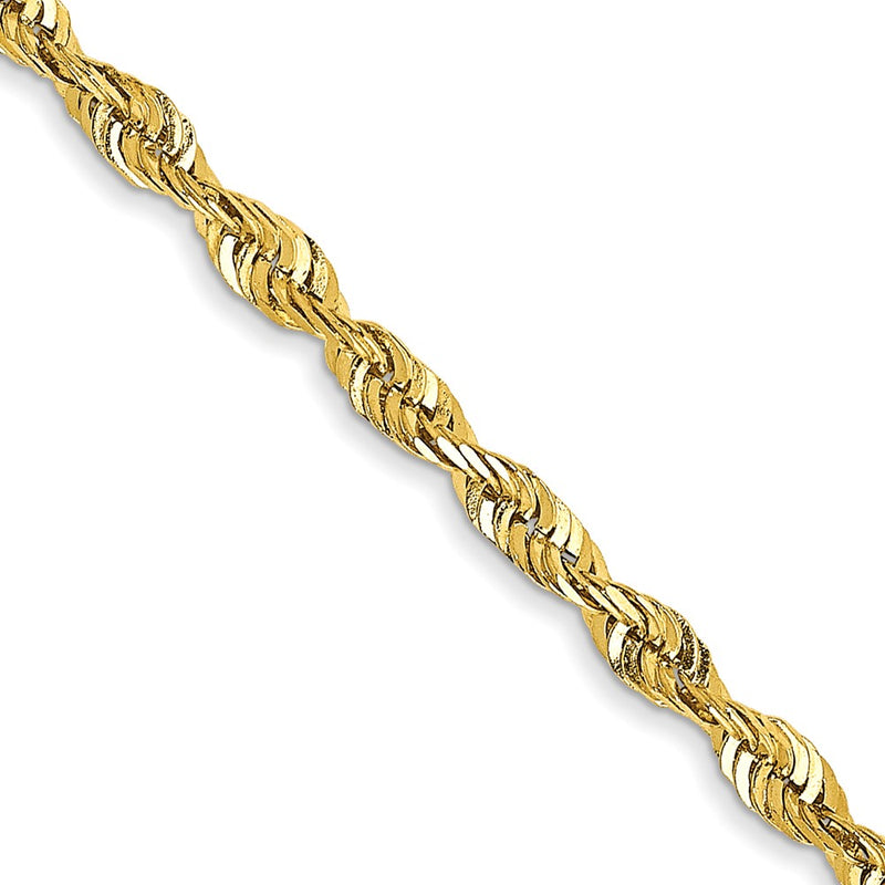10K Yellow Gold 2.25mm Extra-Light D/C Rope Chain Necklace