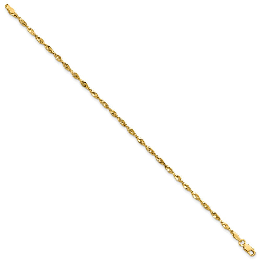 10k Yellow Gold 2.50mm Extra-Light D/C Rope Chain Bracelet