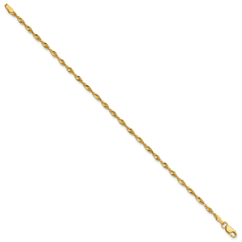 10k Yellow Gold 2.50mm Extra-Light D/C Rope Chain Bracelet