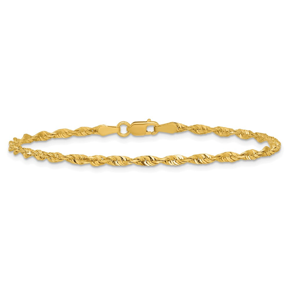 10k Yellow Gold 2.50mm Extra-Light D/C Rope Chain Bracelet