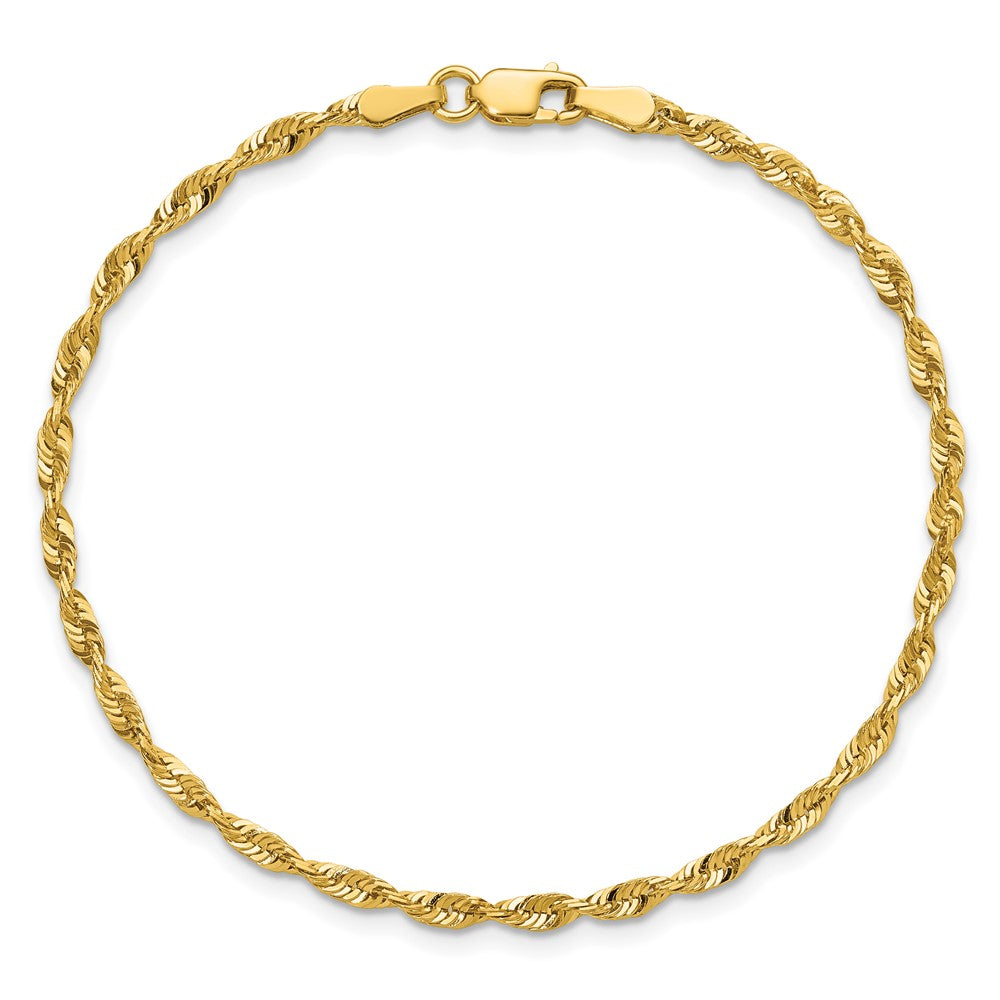 10k Yellow Gold 2.50mm Extra-Light D/C Rope Chain Bracelet