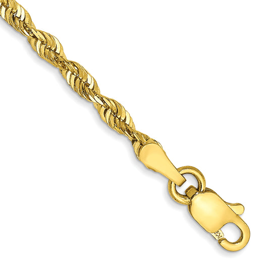 10k Yellow Gold 2.50mm Extra-Light D/C Rope Chain