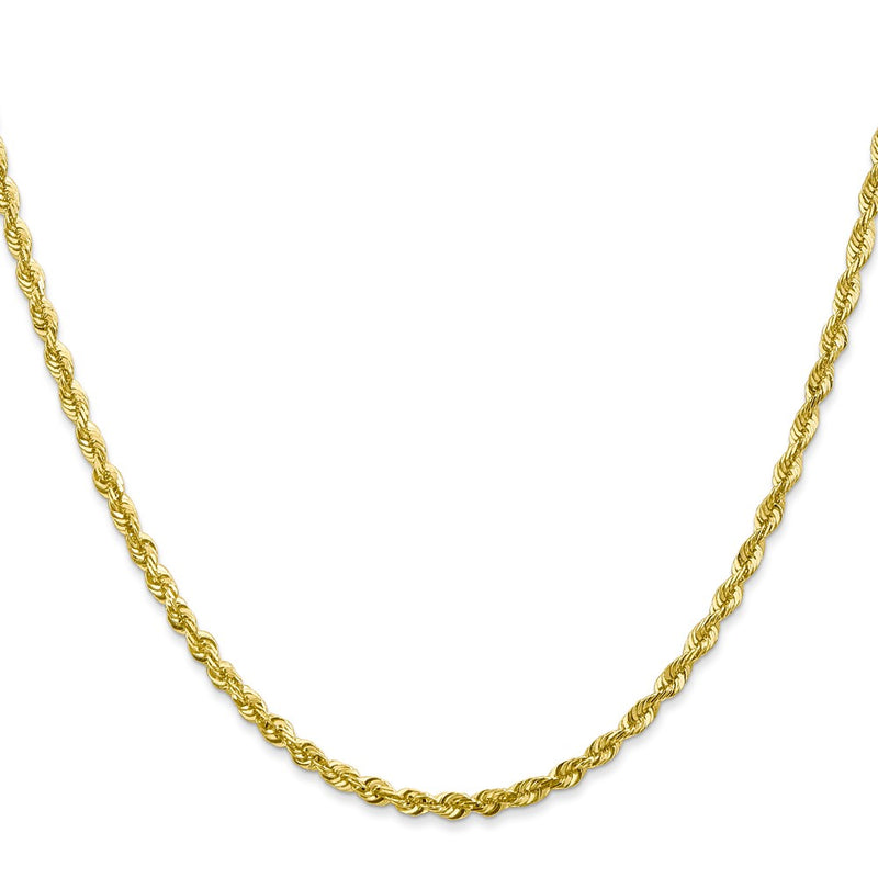 10K Yellow Gold 2.75mm Extra-Light D/C Rope Chain Necklace