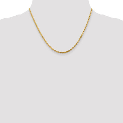 10K Yellow Gold 2.75mm Extra-Light D/C Rope Chain Necklace