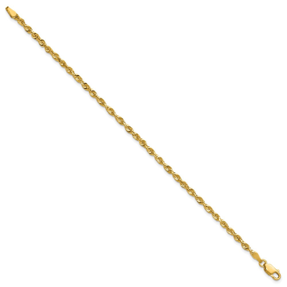 8 Inch 10k Yellow Gold 2.75mm Extra-Light D/C Rope Chain Bracelet