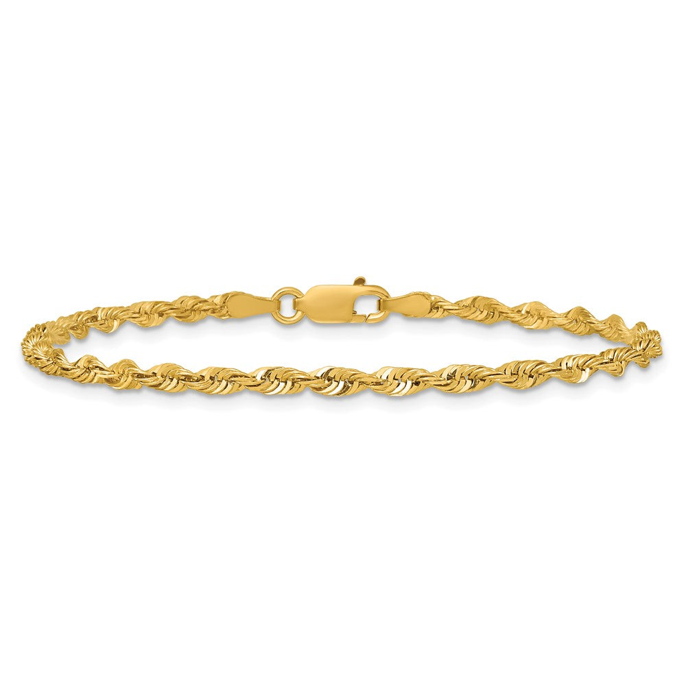 8 Inch 10k Yellow Gold 2.75mm Extra-Light D/C Rope Chain Bracelet