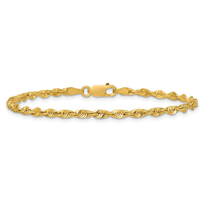8 Inch 10k Yellow Gold 2.75mm Extra-Light D/C Rope Chain Bracelet
