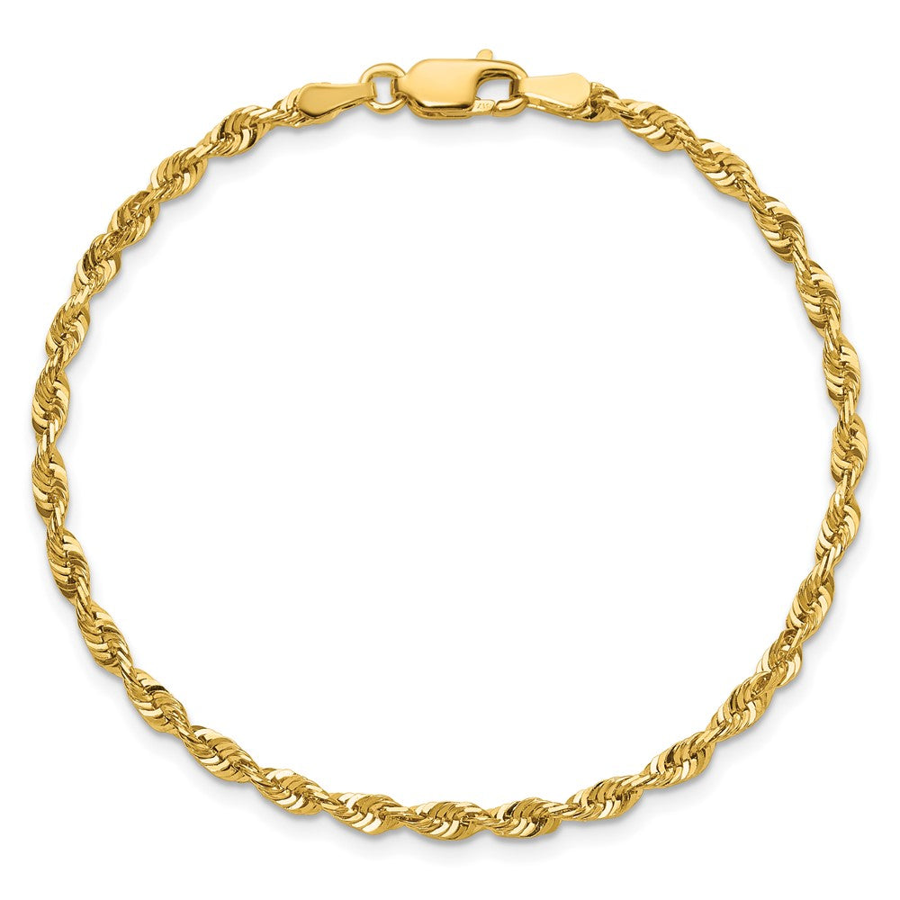 8 Inch 10k Yellow Gold 2.75mm Extra-Light D/C Rope Chain Bracelet