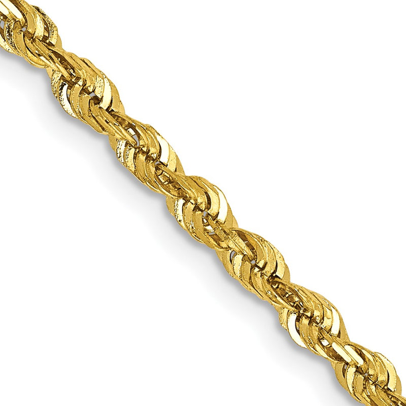 10K Yellow Gold 2.75mm Extra-Light D/C Rope Chain Necklace