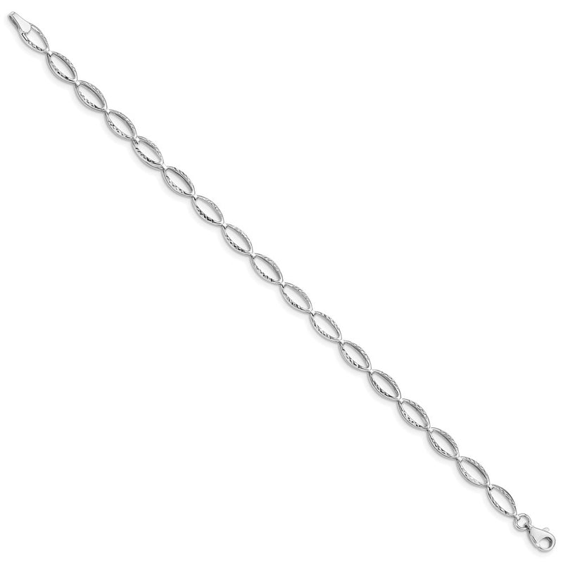 10K White Gold Polished Oval Link Chain Bracelet