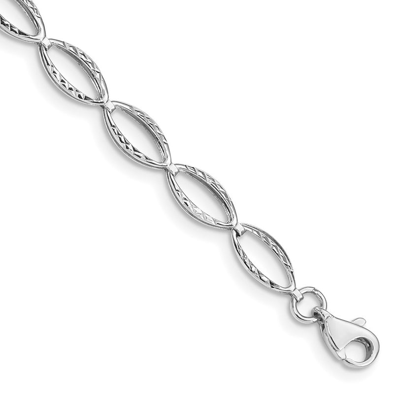 10K White Gold Polished Oval Link Chain Bracelet