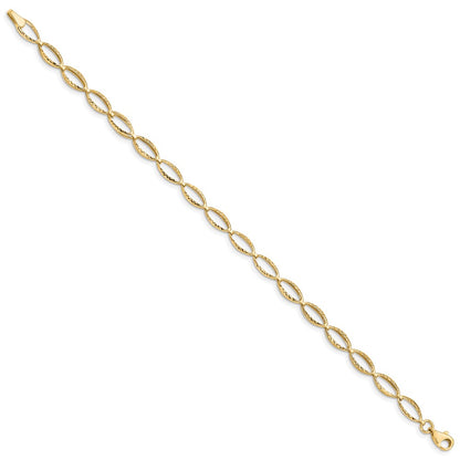 10k Yellow Gold Polished Oval Link Chain Bracelet