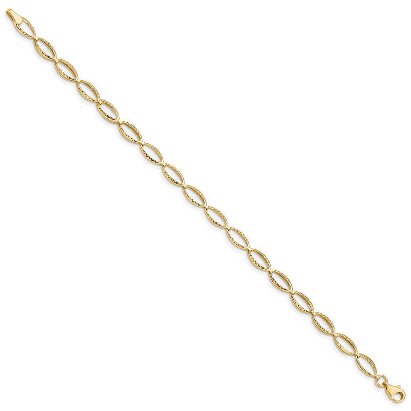 10k Yellow Gold Polished Oval Link Chain Bracelet