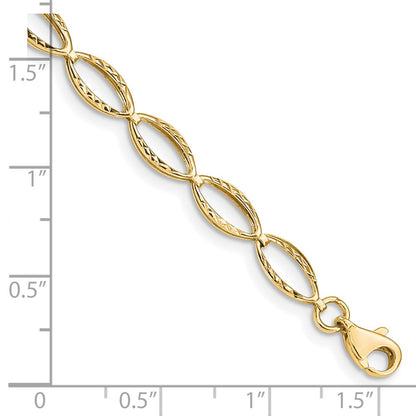 10k Yellow Gold Polished Oval Link Chain Bracelet