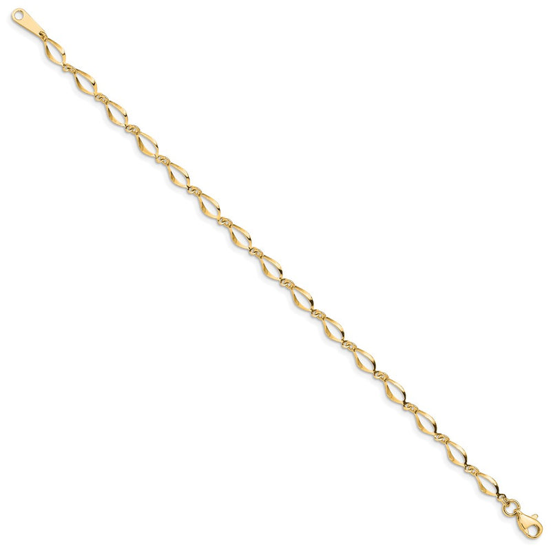 10k Yellow Gold Polished Fancy Link Chain Bracelet