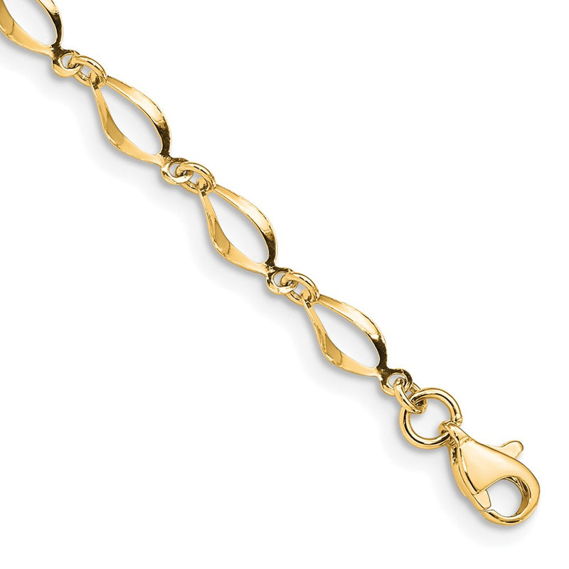 10k Yellow Gold Polished Fancy Link Chain Bracelet