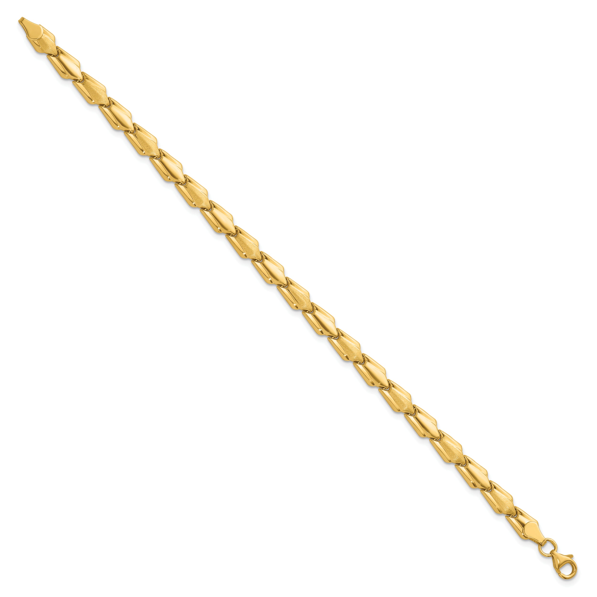 10K Yellow Gold 10K Polished And Satin Fancy Link 7.5 Inch Bracelet