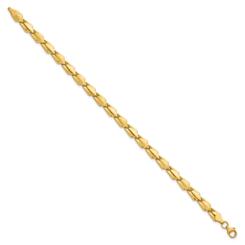 10K Yellow Gold Polished And Satin Fancy Link Chain Bracelet