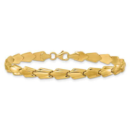 10K Yellow Gold 10K Polished And Satin Fancy Link 7.5 Inch Bracelet