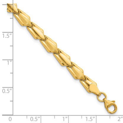 10K Yellow Gold 10K Polished And Satin Fancy Link 7.5 Inch Bracelet