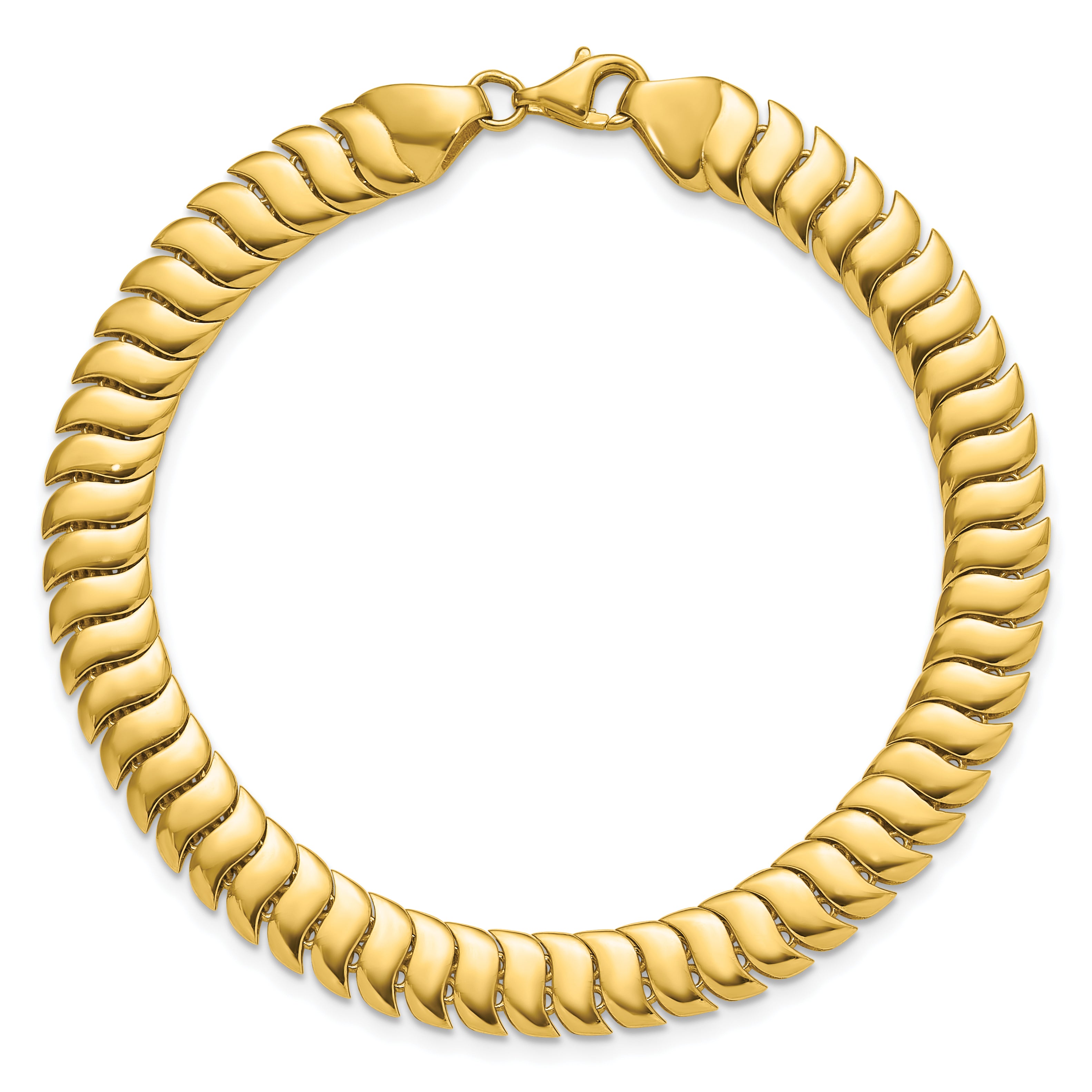 10K Yellow Gold 10K Polished Fancy Herringbone Link 7.5 Inch Bracelet
