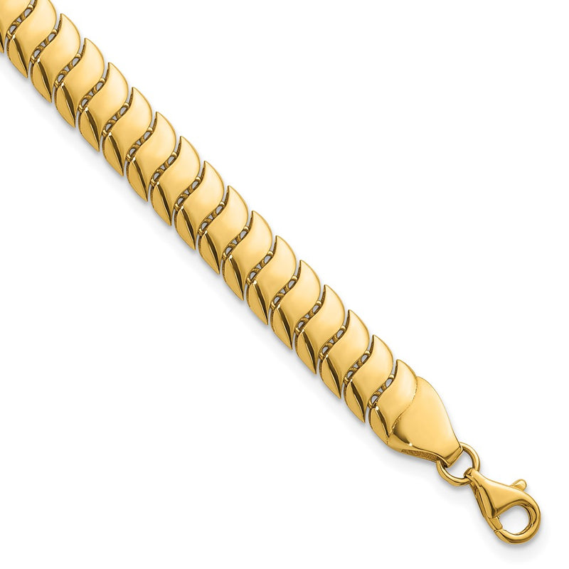 10K Yellow Gold Polished Fancy Herringbone Link Chain Bracelet