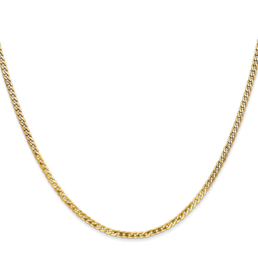 26 Inch 10K Yellow Gold 2.2mm Flat Beveled Curb Chain Necklace