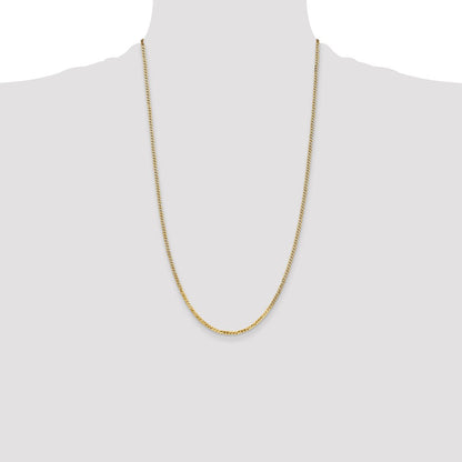 26 Inch 10K Yellow Gold 2.2mm Flat Beveled Curb Chain Necklace