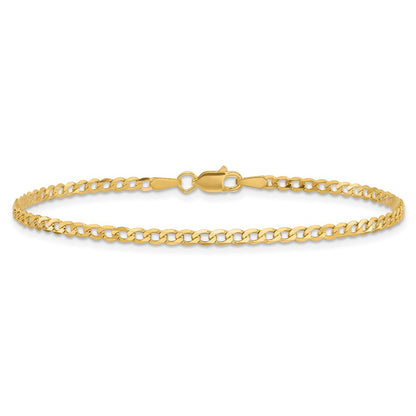10K Yellow Gold 2.2mm Flat Beveled Curb Chain Anklet